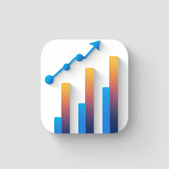 Poster - Business Growth and Analytics – Rising Bar Chart with Upward Trend Arrows – Financial, Market Analysis, Data Visualization, and Success Metrics Icon in Modern 3D Style