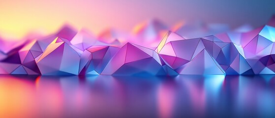 Poster - Abstract geometric landscape with crystal formations and vibrant color gradients for modern design and conceptual art projects