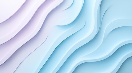 Poster - Soft pastel curves and colorful waves blend harmoniously on a serene blue backdrop, showcasing modern artistic design and elegance
