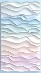 Poster - Soft pastel curves and colorful waves blend harmoniously on a serene blue backdrop, showcasing modern artistic design and elegance