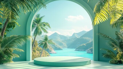 Wall Mural - Tropical Paradise Display Podium