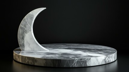 Wall Mural - Elegant Marble Moon Display Platform