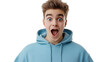 © HavingFunShop - Excited teenager, surprised expression, modern casual hoodie, looking directly at the camera, isolated PNG