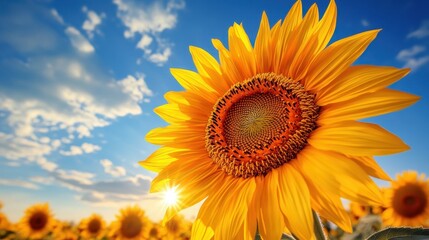 Vibrant sunflowers in full bloom nature landscape close-up view bright day floral concept