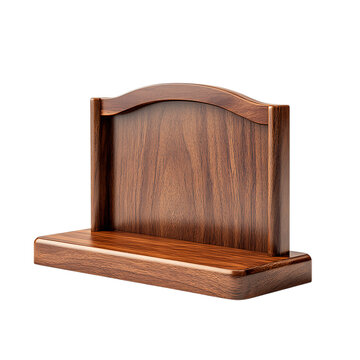 PNG Elegant Wooden Display Stand Against Transparent Background for Showcasing Products, Retail Display, or Minimalist Home Decor.