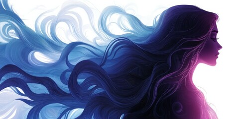 Wall Mural - Gradient-haired woman brightens artistic profile