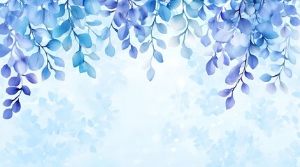Poster - Soft Blue Watercolor Abstract Floral Background with Gentle Blending