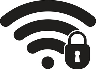 Poster - Wifi security icon .  Locked wifi signal icon . Wifi with lock icon . Vector illustration