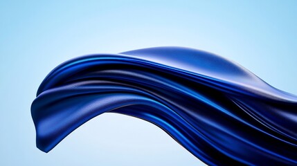 Poster - Fluid Blue Fabric Wave Against Light Blue Background for Abstract Art