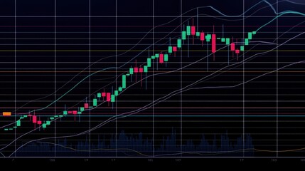 Poster - Digital Financial Chart Displaying Stock Market Trends and Analysis