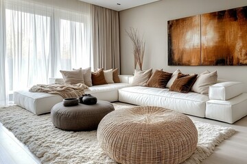 Wall Mural - Modern Beige Living Room Interior Design