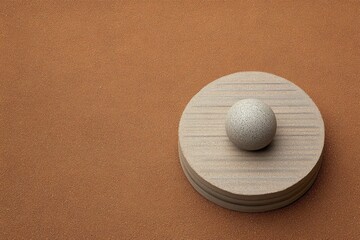 Canvas Print - Abstract Minimalist Sphere on a Wooden Base