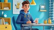 © Vector Juice - A white teen practicing in a gratitude journal A vibrant, modern 3D cartoon illustration.