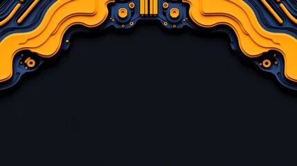 Poster - Abstract Geometric Design with Black and Orange Color Contrast