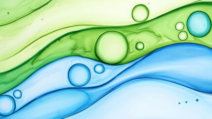 Poster - Vibrant Watercolor Texture with Blue and Green Flowing Waves