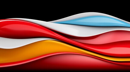 Poster - Colorful Abstract Waves in Smooth Curves on Black Background