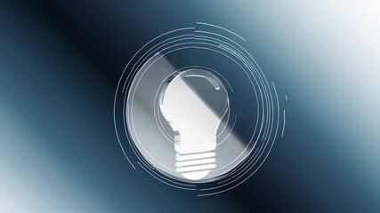 Poster - Glowing light bulb rotating, emerging and vanishing in slow motion, representing creative thought process and innovative concept development against minimalist background