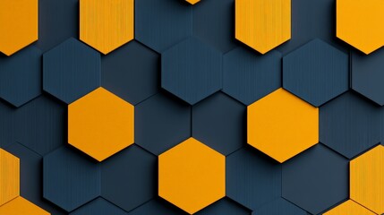 Poster - Geometric Pattern of Hexagons in Dark and Bright Colors