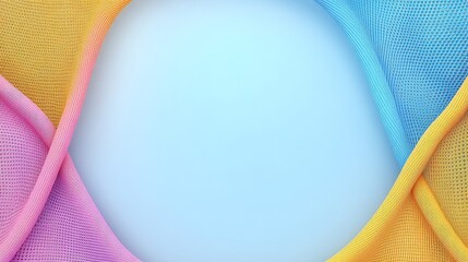 Poster - Colorful Mesh Fabric Layers with Soft Blue Background for Design