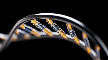 Poster - Abstract close-up of metallic wire art with golden accents and curves
