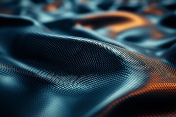 Poster - Abstract texture of dark fabric with intricate waves and subtle light reflections captured in a close-up view