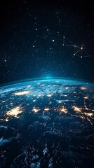 earth at night, space view