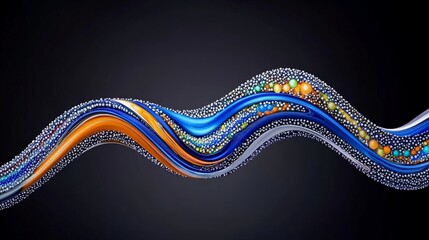 Poster - Colorful Abstract Wave Design with Bubbles and Soft Curves in Motion