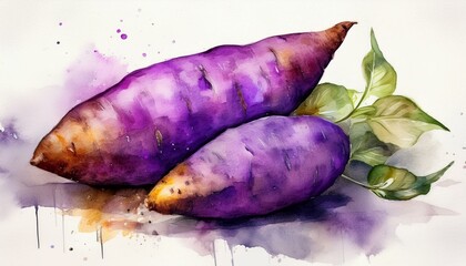 Wall Mural - purple sweet potato watercolor illustration