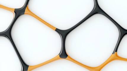 Poster - Abstract geometric pattern with black and orange shapes on white