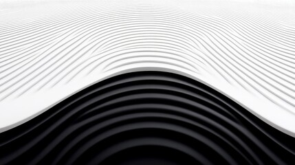 Poster - Abstract Black and White Waves with Smooth Curves and Patterns