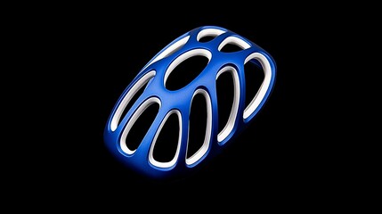 Poster - Sleek Blue Decorative Object with Unique Cutout Design on Black Background