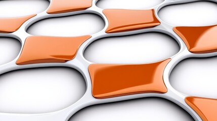 Poster - Abstract Modern Pattern with Orange and White Shapes on a Surface