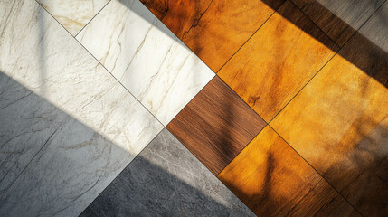 Poster - Abstract wood and marble tile texture design for interior decoration