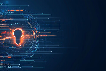 Aufkleber - digital shield with keyhole symbolizes cybersecurity, featuring glowing lines and binary code. this 