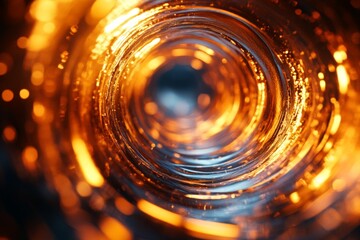 Aufkleber - Beautiful close-up of swirling gold and blue light patterns captured through textured glass