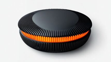 Poster - Modern Round Device with Textured Surface and Bright Orange Accent