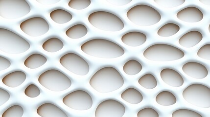 Poster - Abstract White Organic Pattern with Smooth Curves and Open Spaces