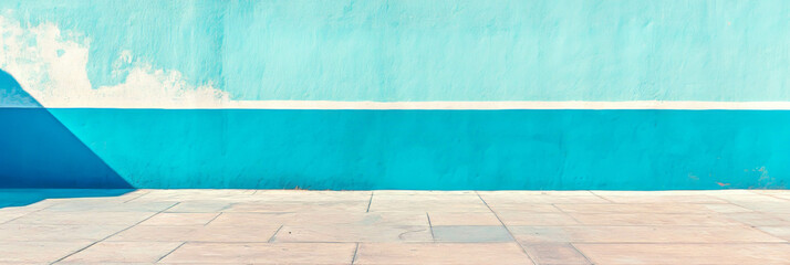 Poster - Abstract urban texture of blue and white wall with smooth grey elements for modern design