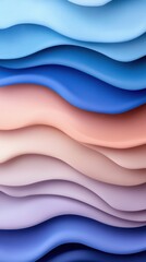 Poster - waves of color flowing abstract design digital art soft tones horizontal view aesthetic harmony