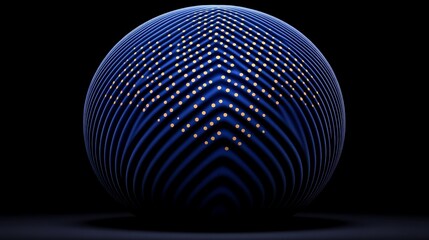 Poster - Abstract Blue Sphere with Striped Pattern and Dotted Lights