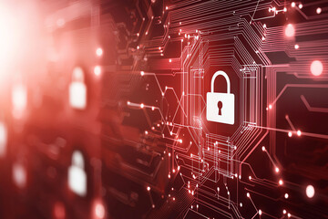 Aufkleber - Digital security concept with lock icon on circuit board background, representing data protection and cybersecurity