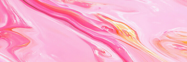 Poster - Energetic swirling pink and gold paint texture for creative backgrounds