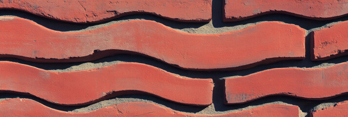 Poster - Abstract pattern of coarse wavy ribs on brick surface for design and architecture