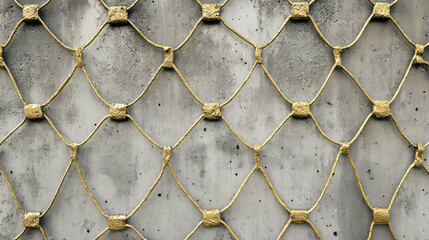 Poster - Contemporary concrete texture with dark gold wire mesh pattern for design