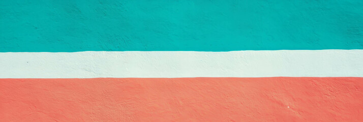 Poster - Vibrant coral, white, and blue textured wall for creative design and decoration