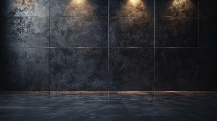 Poster - Dark glossy wall texture with laser light pattern for modern interior design