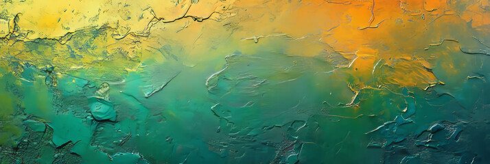 Leinwandbilder - Abstract duochrome texture of yellow and green wall with blue accents for artistic background and design