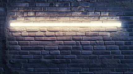 Poster - Modern industrial design with exposed brick wall and white neon light for interior ambiance