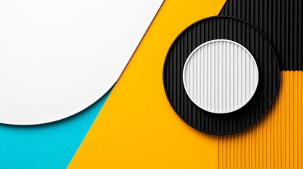 Poster - Abstract Composition of Geometric Shapes in Vibrant Colors