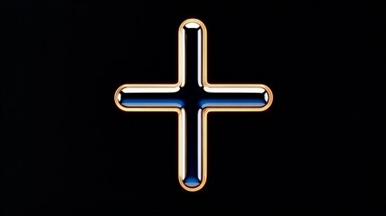 Poster - Glossy Four-Pointed Cross Symbol on Dark Background
